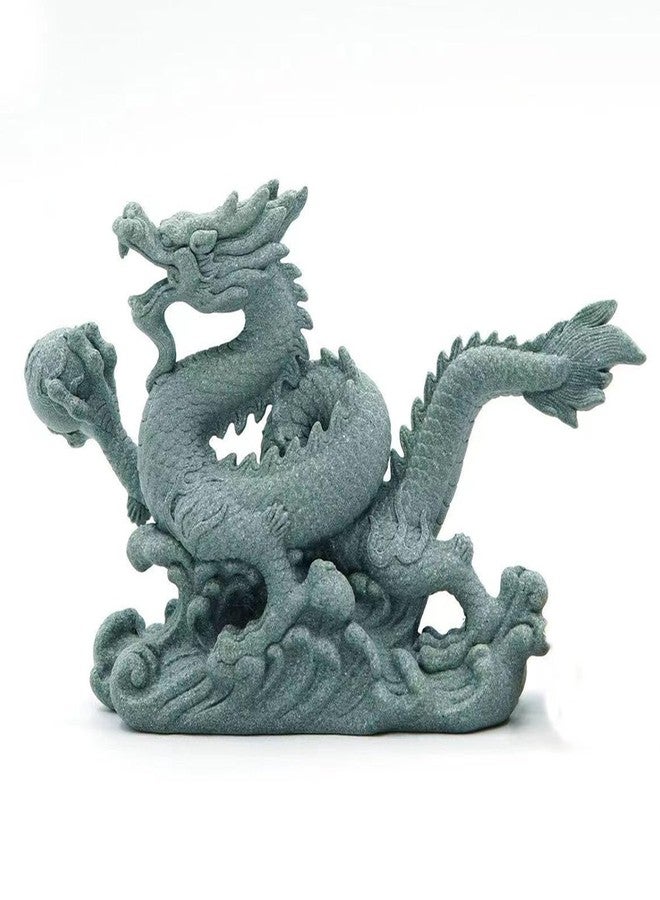 livelyfish Sandstone Chinese Dragon Statues, Aquarium Fish Tank Decorations Asian Garden Home Office Tabletop Small Accessories Decor for Wealth Success Lucky,A - Image 1